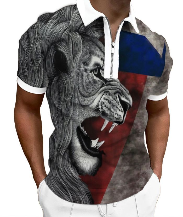 ZITY Men's Flag Printed Summer Dri Fit Polo Shirt-DUMPO06240