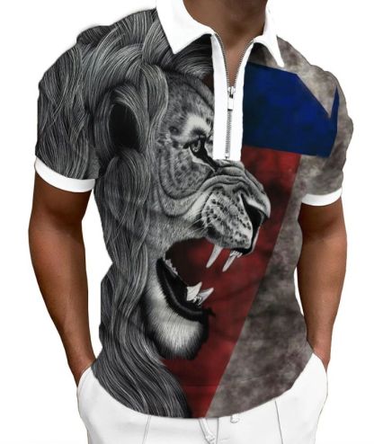 ZITY Men's Flag Printed Summer Dri Fit Polo Shirt-DUMPO06240
