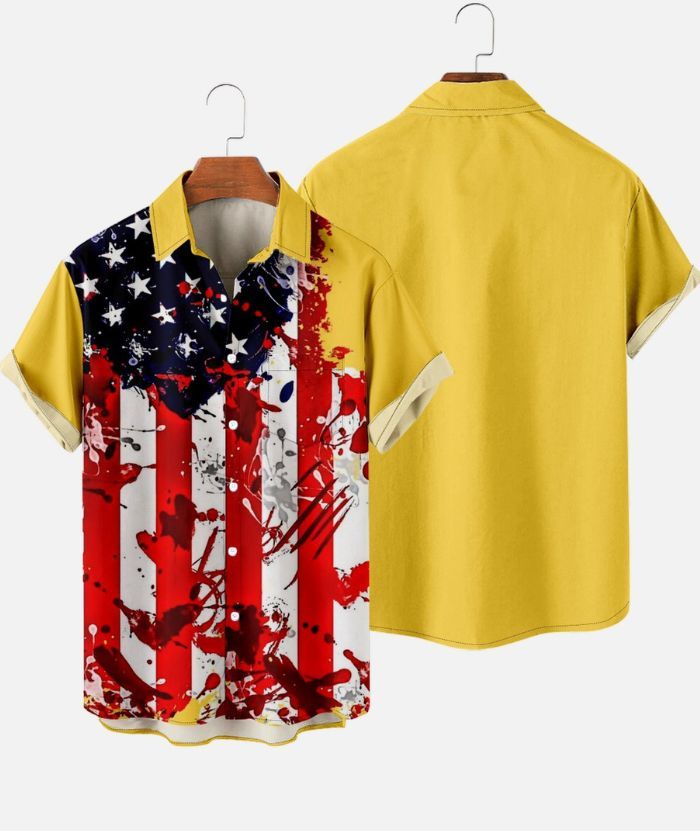 ZITY Men's American Flag 3D Digital Print Polo Shirt-DUMPO06242