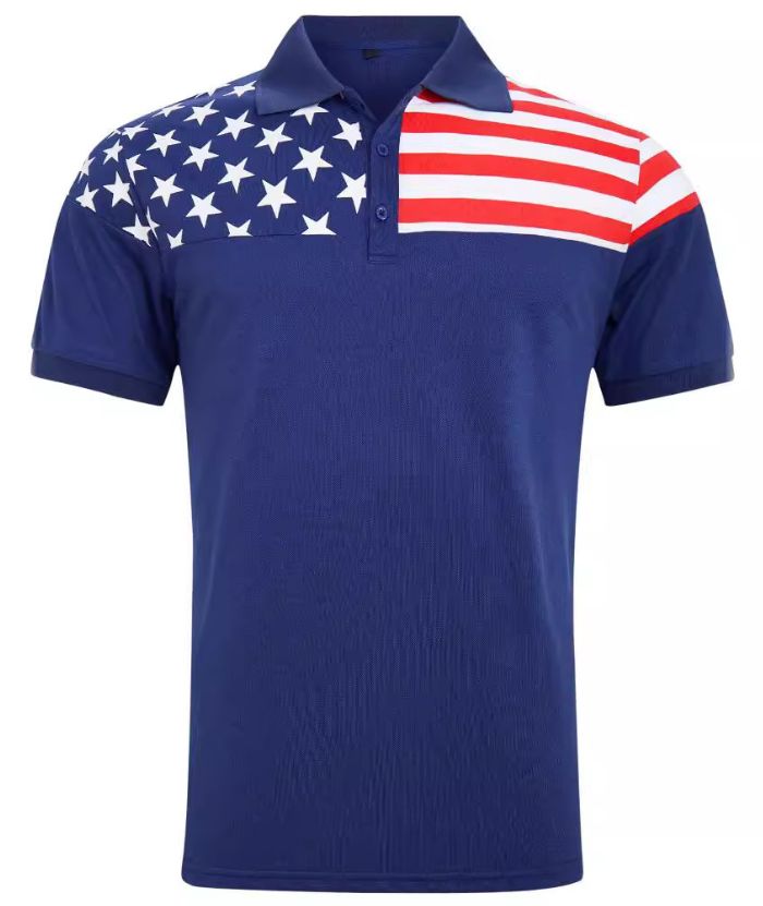 ZITY Men's Flag Printed Golf Polo Shirt-DUMPO06243