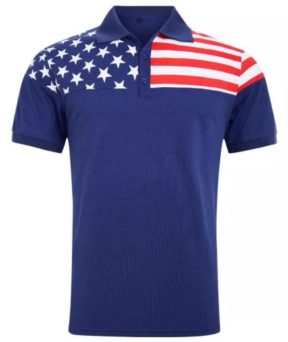 ZITY Men's Flag Printed Golf Polo Shirt-DUMPO06243