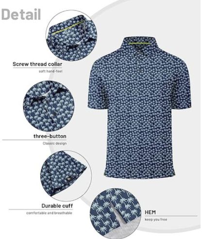 ZITY Men's Button Up Casual Print Polo Shirt-CUMPO06176