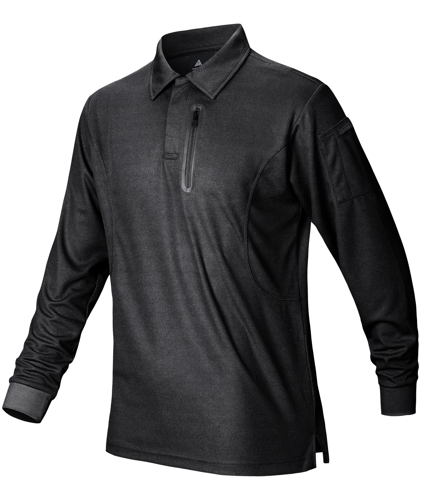 ZITY Men's Zipper Pocket Long Sleeve Polo Shirt-CFMPO00043