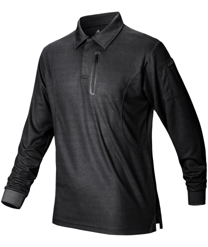ZITY Men's Zipper Pocket Long Sleeve Polo Shirt-CFMPO00043