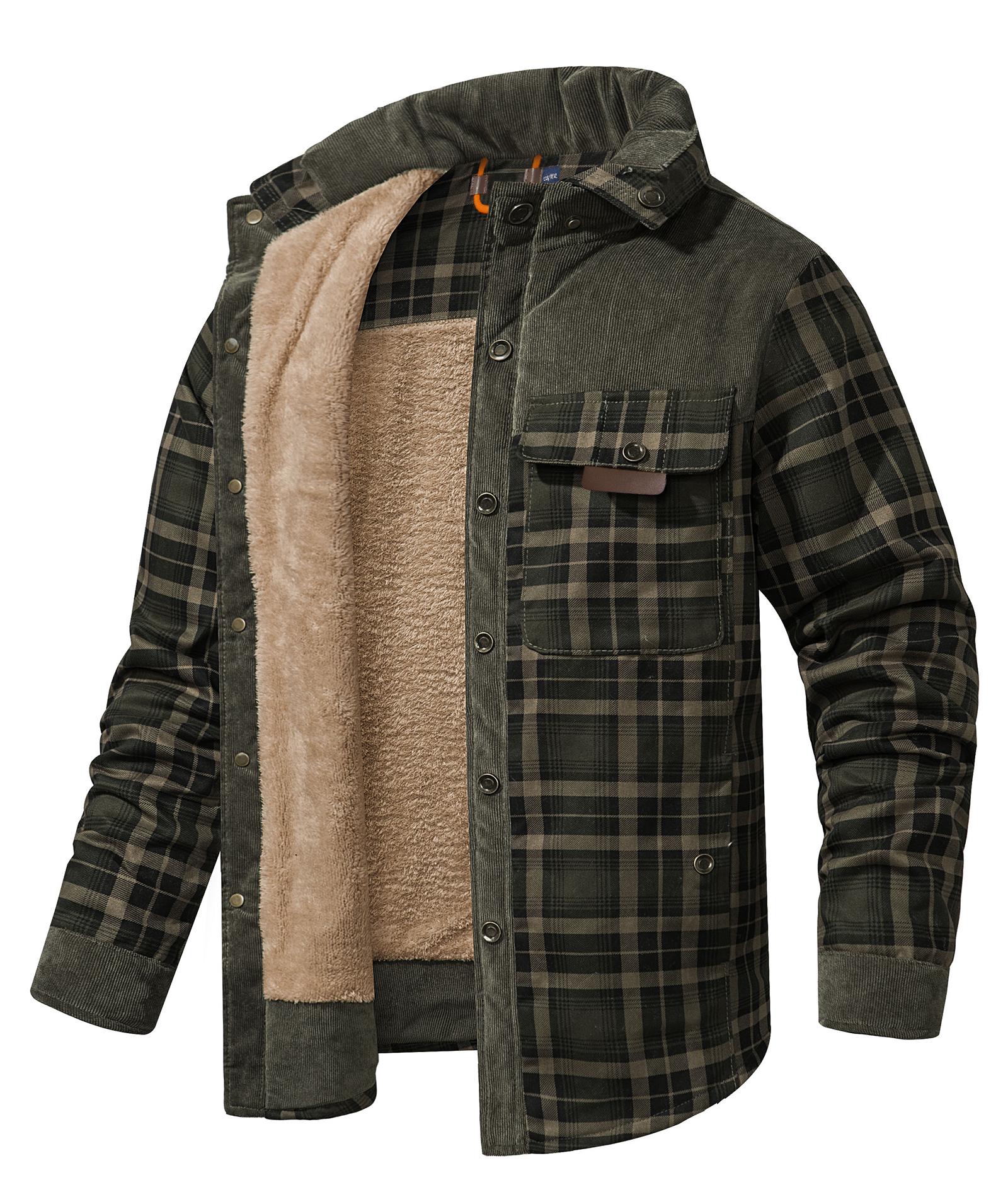 ZITY Men's Long Sleeve Full Zipper Casual Plaid Jacket-AUMPJ00583