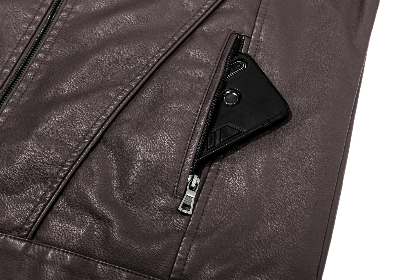 ZITY Men's Full Zipper Regular Fit Leather Jacket-ZPK007130