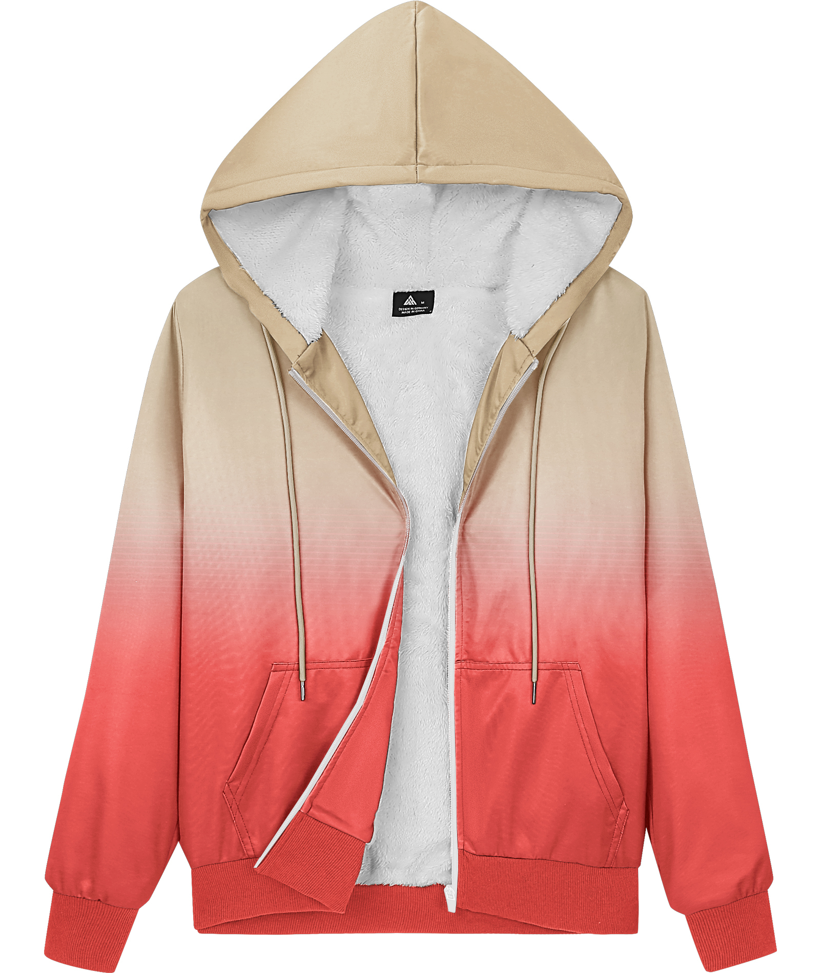 ZITY Women's Full Zipper Contrast Color Fleece Hoodie-CUWFH01519