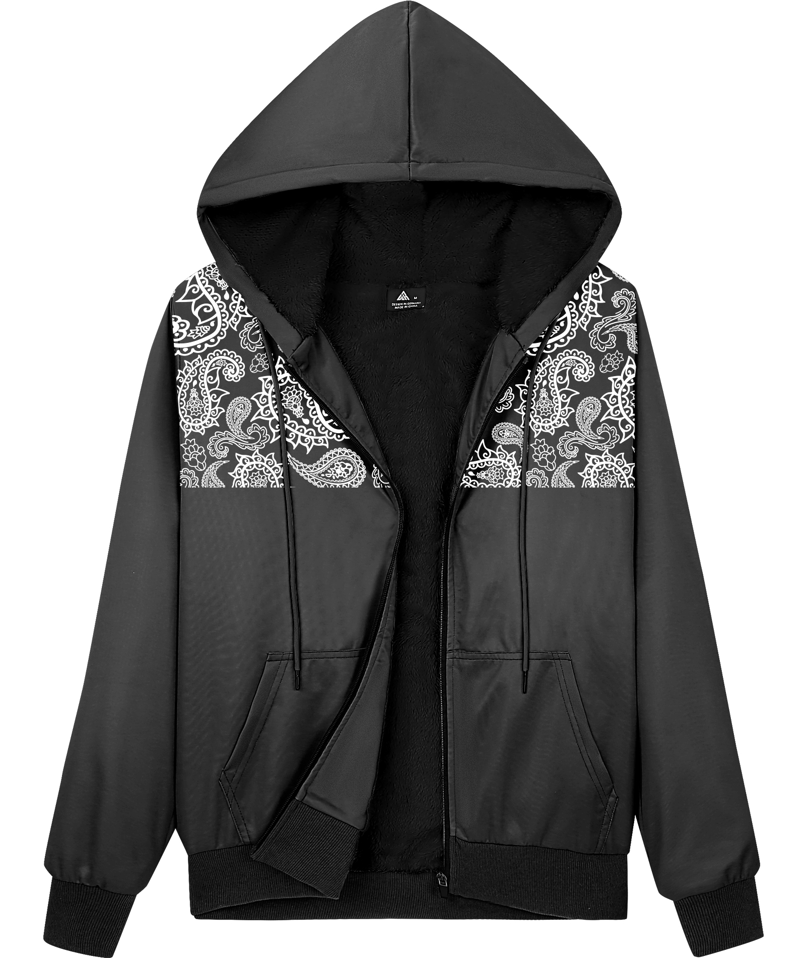 ZITY Women's Full Zipper Printed Fleece Hoodie-CUWFH01398