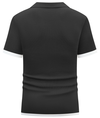 ZITY Men's Knitted Button Down Vintage Vercital Stripe Dry Fit Polo Shirt-CUMPO01701 | Zitysports