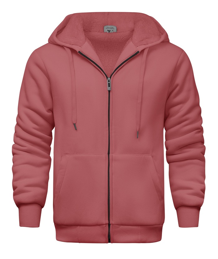 ZITY Men's Zip Solid Fleece Lined Hoodie Jacket-ZPK007270