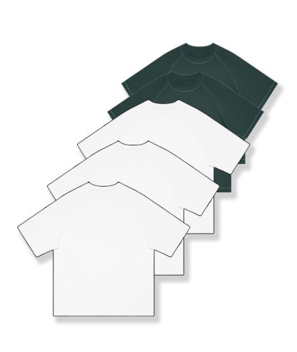 5-Pack Unisex  8.85 oz Heavyweight 100 Cotton Raglan Sleeve T-Shirts-DZUHE00163