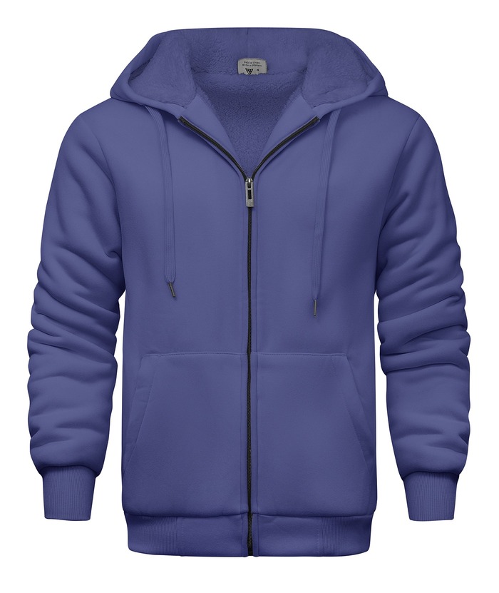 Men's Purple Zip-Up Fleece Lined Essential Hoodie Jacket | Zitysports