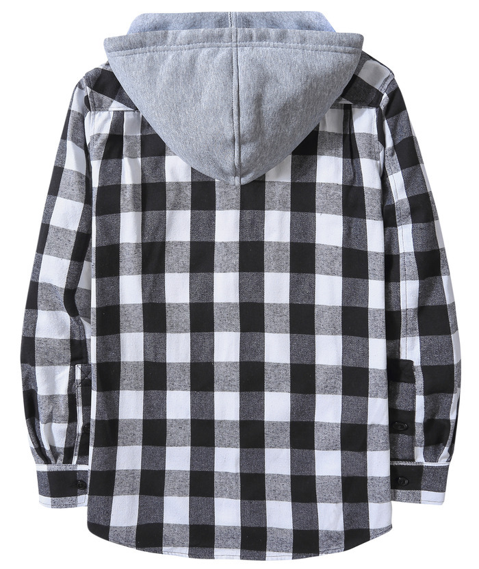 ZITY Men's Plaid Hooded Long Sleeve Button Down Flannel Shirt-ZPK000014 | Zitysports