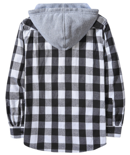 ZITY Men's Plaid Hooded Long Sleeve Button Down Flannel Shirt-ZPK000014 | Zitysports