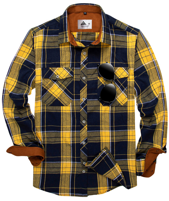 ZITY Men's Plaid Button Up Shirt with Flap Pocket Spring Fall Top-ZPK006565 | Zitysports