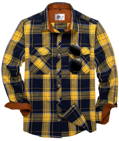 ZITY Men's Plaid Button Up Shirt with Flap Pocket Spring Fall Top-ZPK006565 | Zitysports