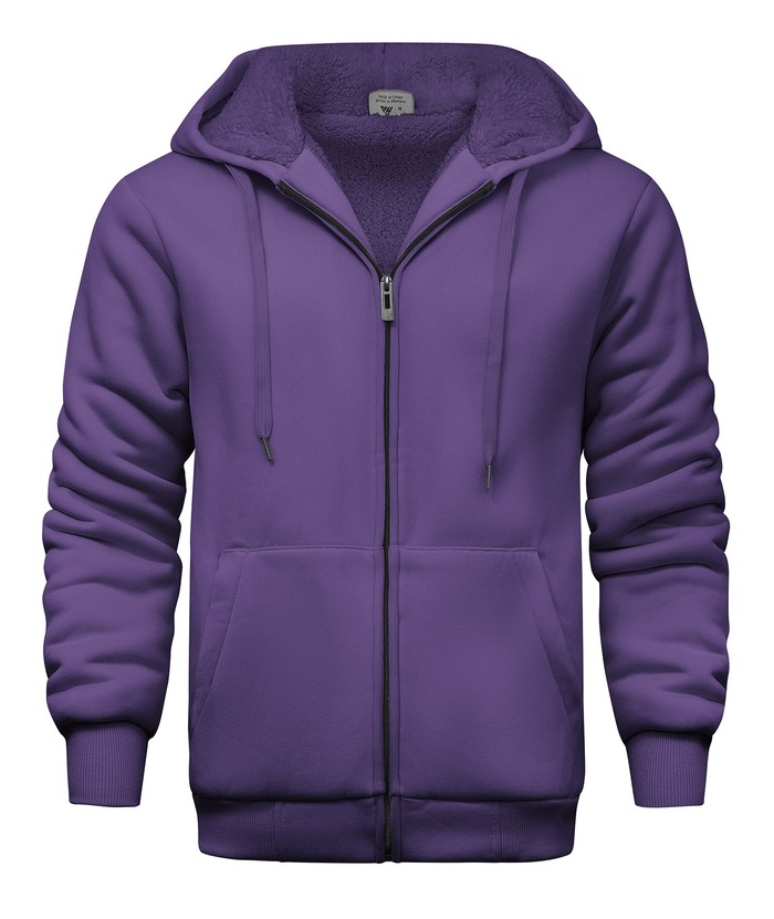 ZITY Men's Zip Solid Fleece Lined Hoodie Jacket-ZPK007270