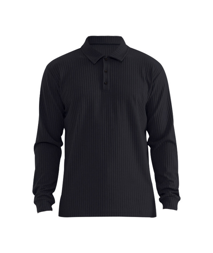ZITY Men's Solid Color Sports Fitness Vertical Strip Knit Polo Shirt-DUMFH04835 | Zitysports