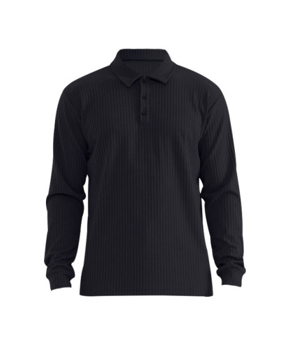 ZITY Men's Solid Color Sports Fitness Vertical Strip Knit Polo Shirt-DUMFH04835 | Zitysports