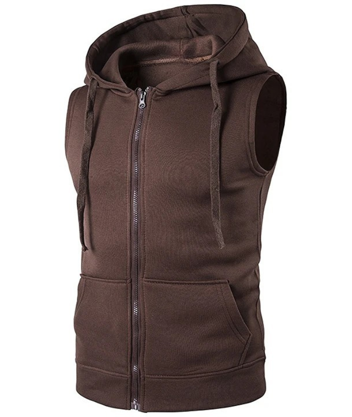 ZITY Men's Zipper Pocket Sleeveless Gym hoodie-DUMMG04965|Zitysports
