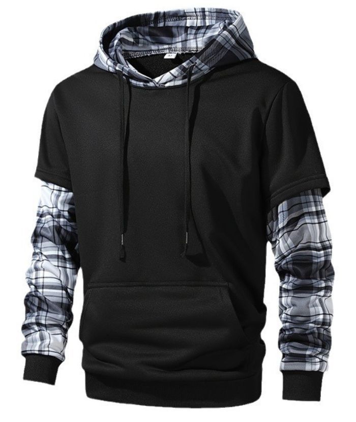 ZITY Men's Long Sleeve Lightweight Casual Plaid Sweatshirt Hoodie-DUMFH04977|Zitysports