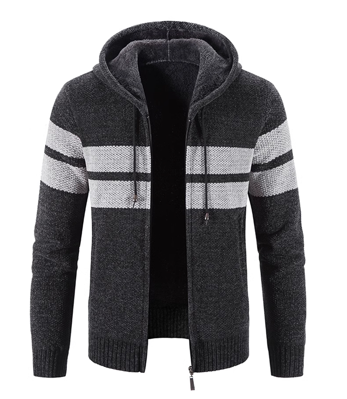 ZITY Men's Knitted Full Zip Slim Fit Warm with Pockets Hoodie-DUMFH05013|Zitysports