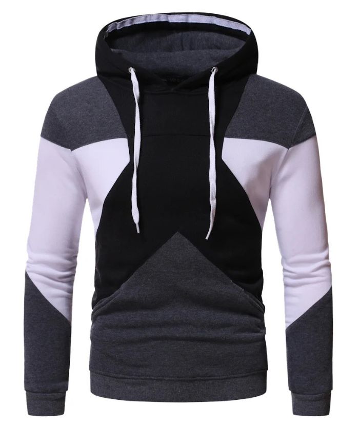 ZITY Men's Slim Fit Round Neck Fashion Color Splice Casual Hoodie-DUMFH05071|Zitysports