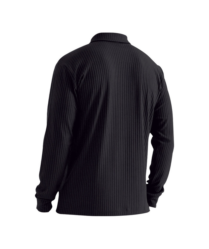 ZITY Men's Solid Color Sports Fitness Vertical Strip Knit Polo Shirt-DUMFH04835 | Zitysports