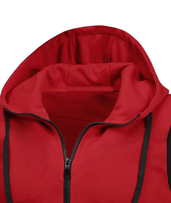 ZITY Men's Zip Up Solid Color Drawstring Sleeveless Hoodie-DUMMG05205|Zitysports