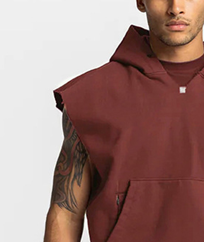 ZITY Men's multi-pocket Sleeveless Pullover Hoodie-DUMHD05487
