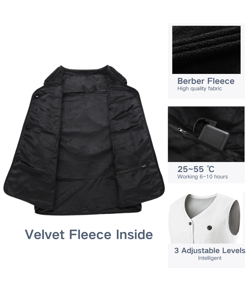 Unisex Sherpa Fleece Heated Vest-2316