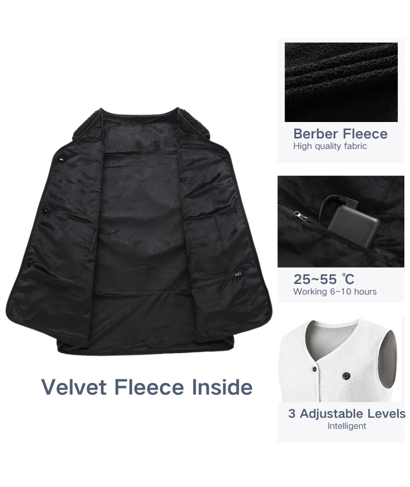 Unisex Sherpa Fleece Heated Vest-2316
