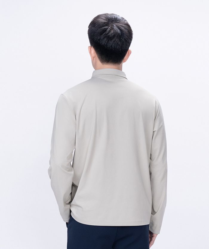 ZITY Men's 3 Button Up Long Sleeve Polo Shirt-8903