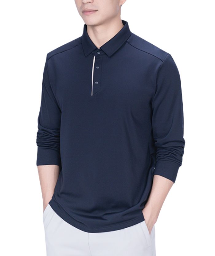 ZITY Men's Long Sleeve Solid Color Polo Shirt-8907