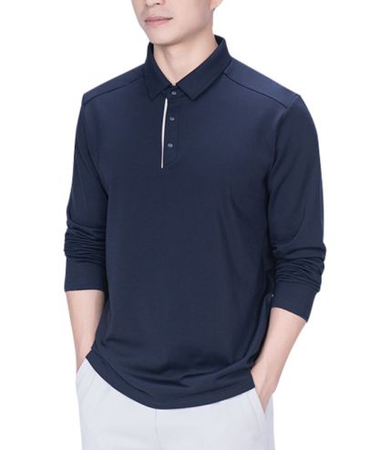 ZITY Men's Long Sleeve Solid Color Polo Shirt-8907
