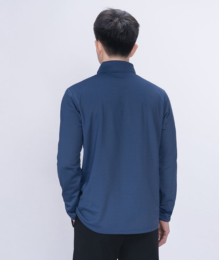ZITY Men's Quarter Zip Round Neck Long Sleeve Polo Shirt-88130