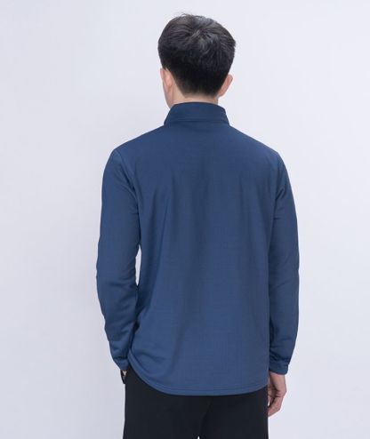 ZITY Men's Quarter Zip Round Neck Long Sleeve Polo Shirt-88130