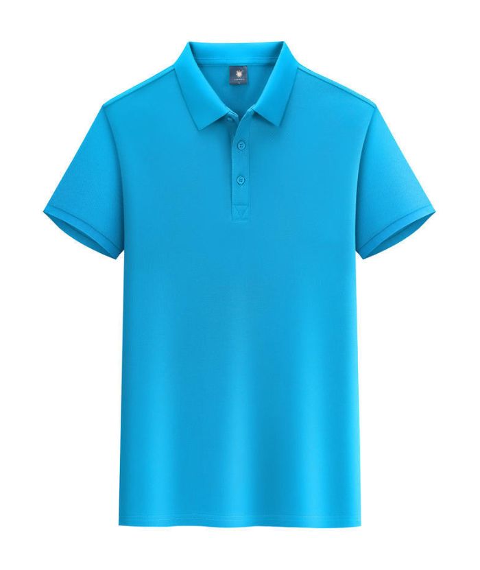 Unisex Solid Color Cotton Lapel Polo Shirt-DUMPO05925