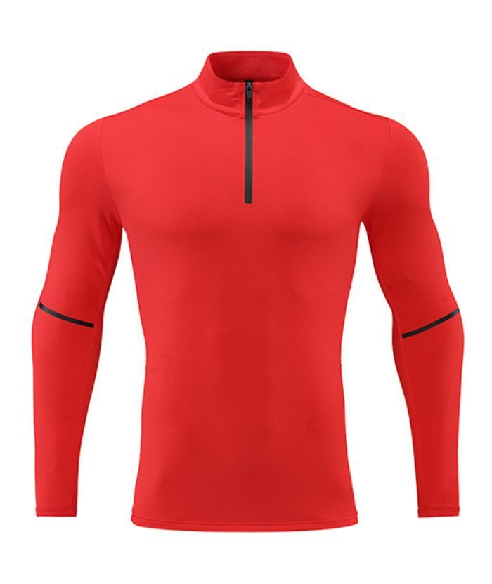 Men's Stand Collar Dri Fit Running Sports Compression T-Shirts-DUMLS05947