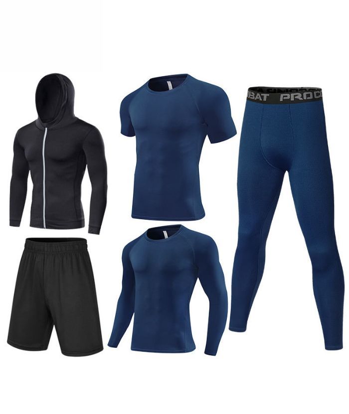 ZITY Men's Sports Cross-Border Fitness Five-Piece Compression Set-DUMTR05994