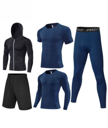 ZITY Men's Sports Cross-Border Fitness Five-Piece Compression Set-DUMTR05994
