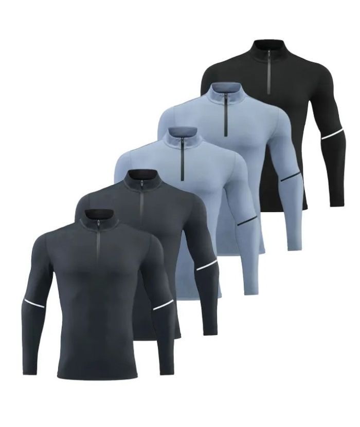 5 Pack Men's Stand Collar Dri Fit Sports Compression Shirt-DZUHE00190