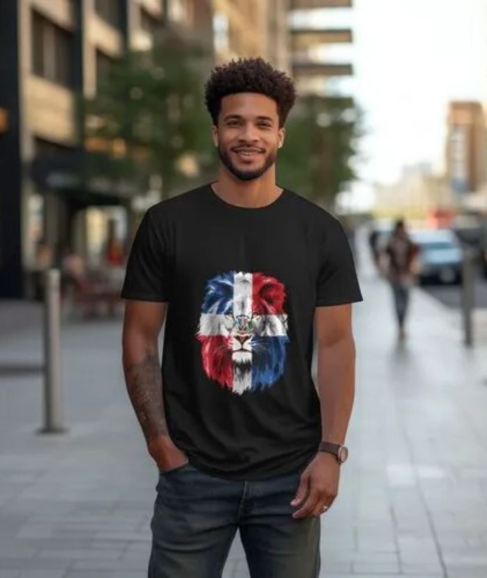 ZITY Men's Lion Dominican Republic Flags 100% Cotton T-Shirt
