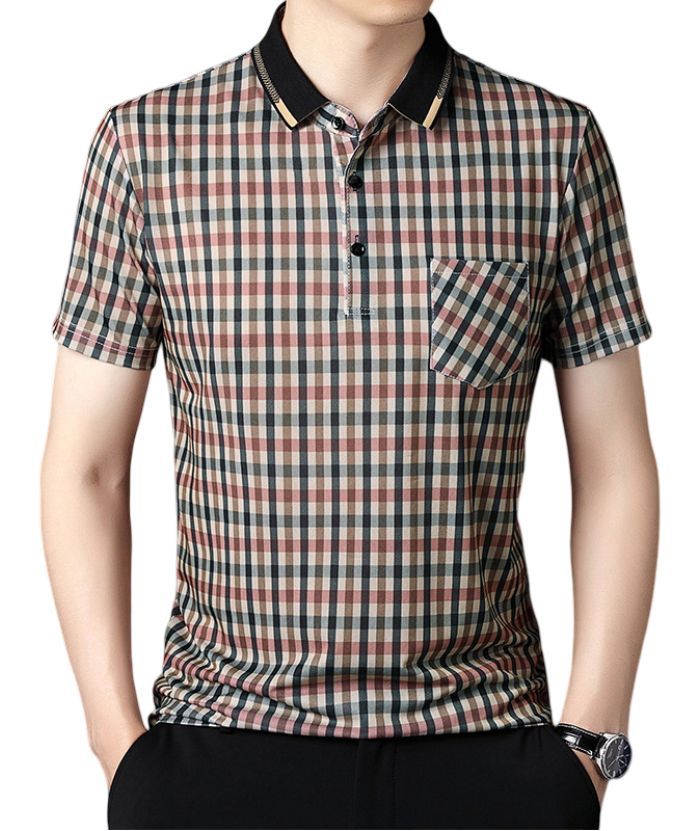 ZITY Men's Plaid Print Dri Fit Polo Shirt-DUMPO06066