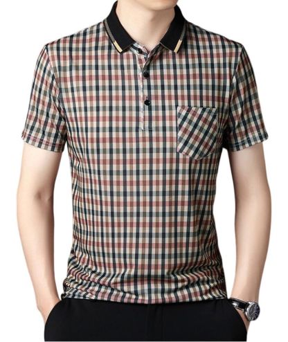 ZITY Men's Plaid Print Dri Fit Polo Shirt-DUMPO06066