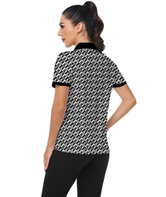 ZITY Women's Slim Fit V Neck Golf Polo Shirt-CUWPO02032