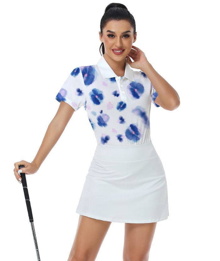 ZITY Women's Slim Fit White Golf Polo Shirt-CUWPO02142