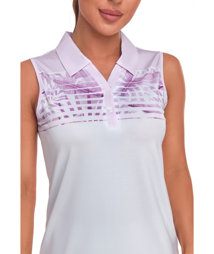 ZITY Women's Sleeveless Button Up Polo Shirt-CUWBP02125