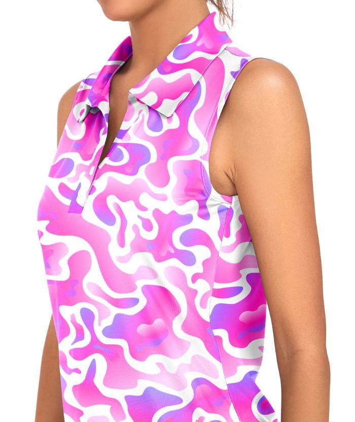 ZITY Women's Slim Fit V Neck Golf Polo Shirt-CUWBP02298