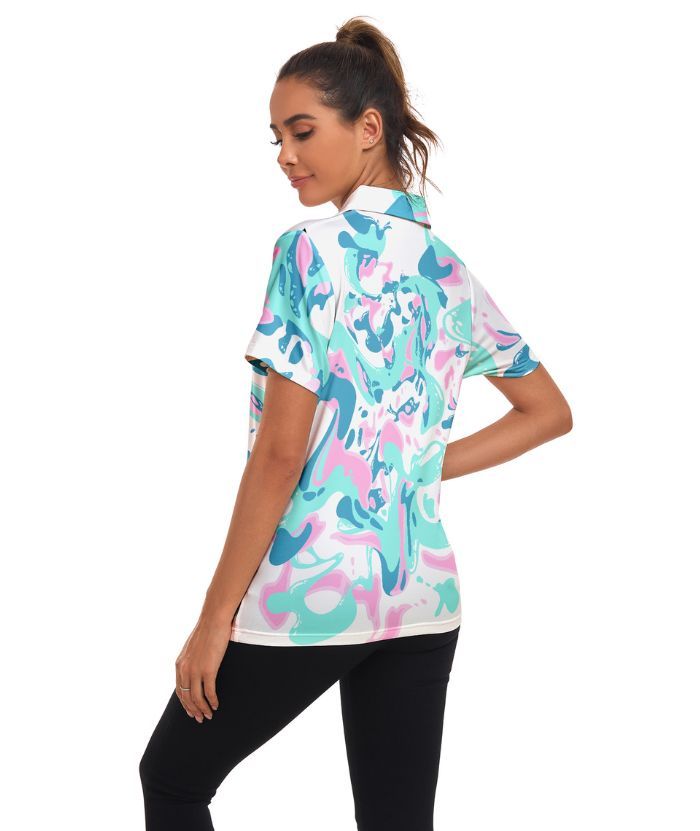 ZITY Women's Slim Fit V Neck Sports Polo Shirt-CUWPO02293